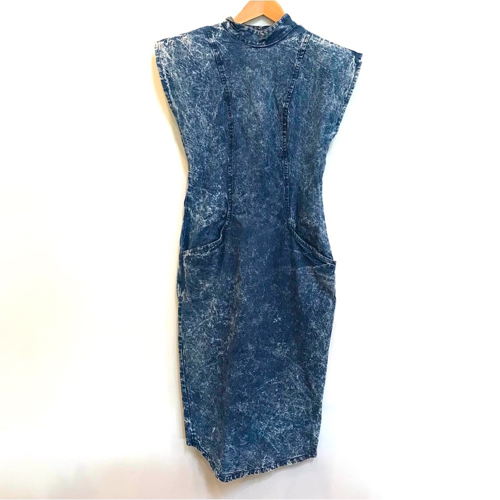 Vintage Eber of San Francisco Acid Wash Denim Midi A-Line Dress (Sm)